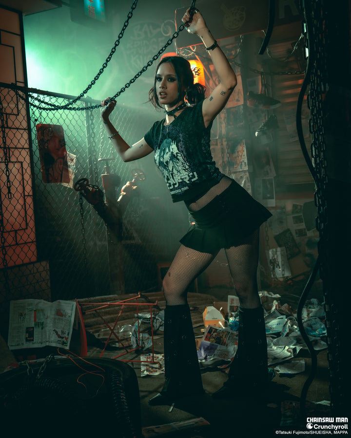 Angelic Threat Baby Tee in Black