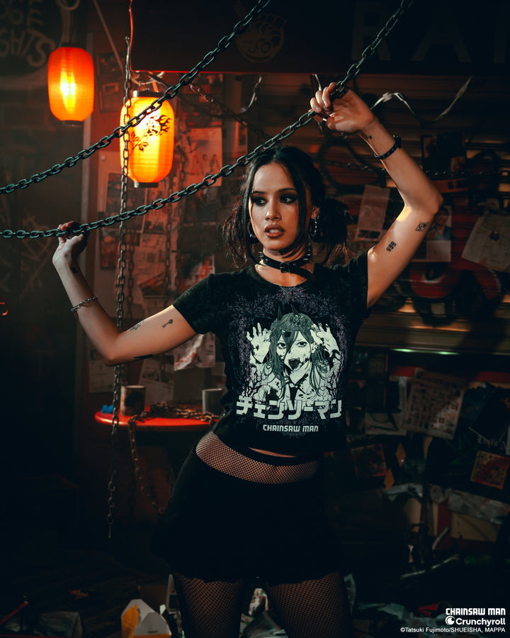 Angelic Threat Baby Tee in Black