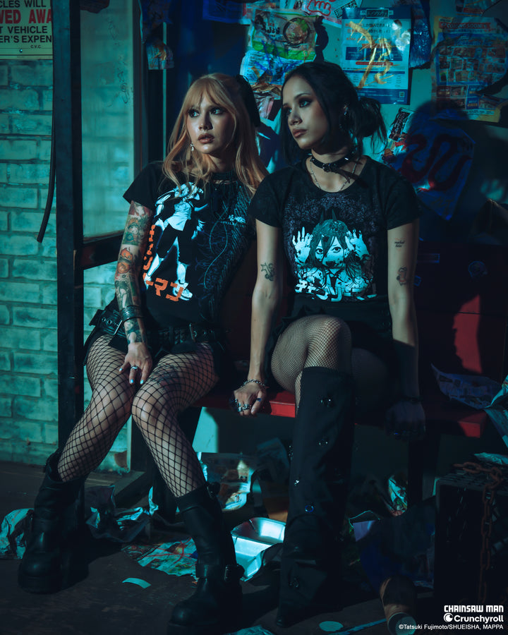 Angelic Threat Baby Tee in Black