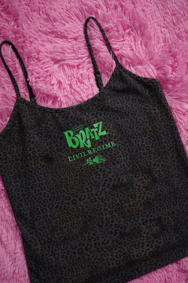 Green Roses Cami Shirt in Black