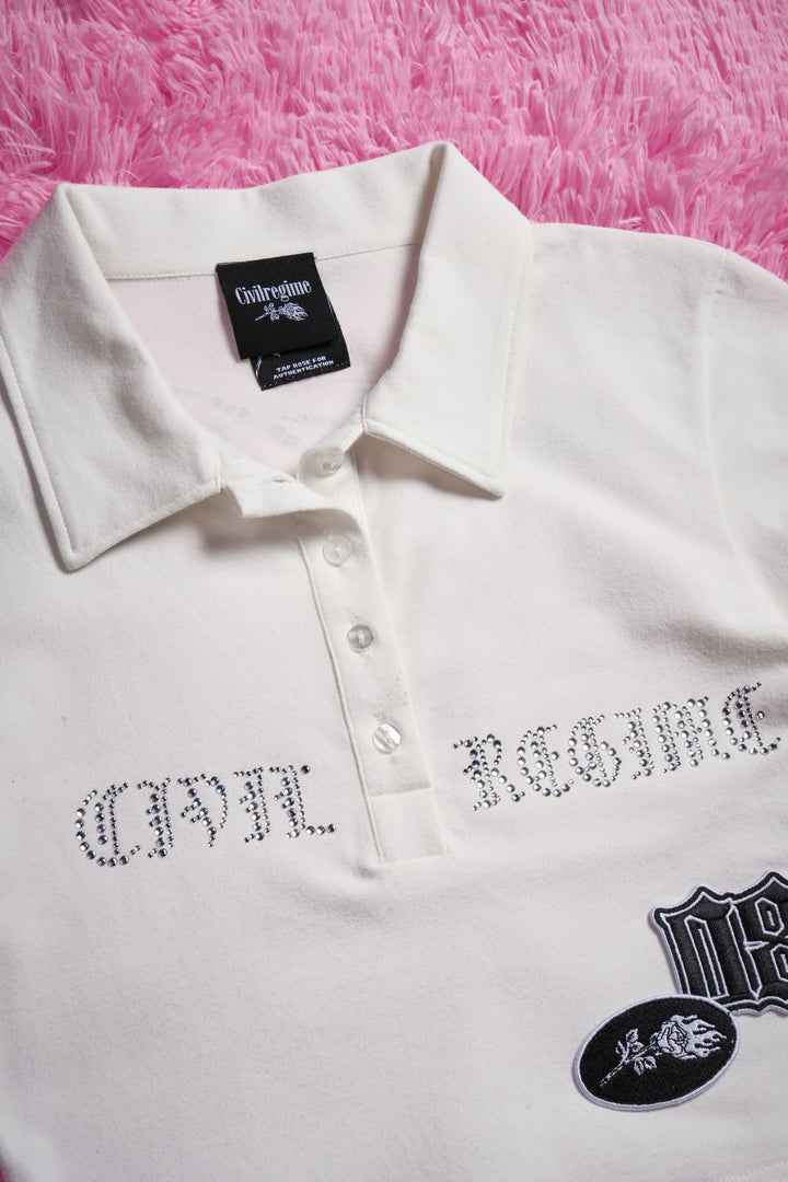 Honor Roll Princess Mini Cropped Polo in White
