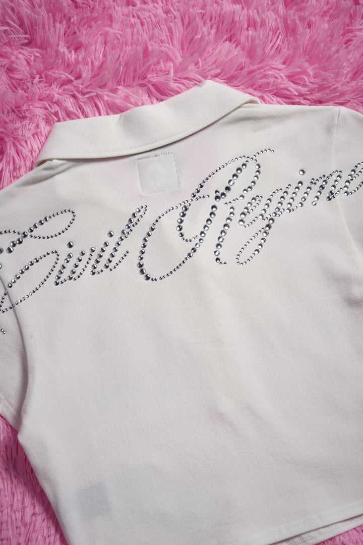 Honor Roll Princess Mini Cropped Polo in White