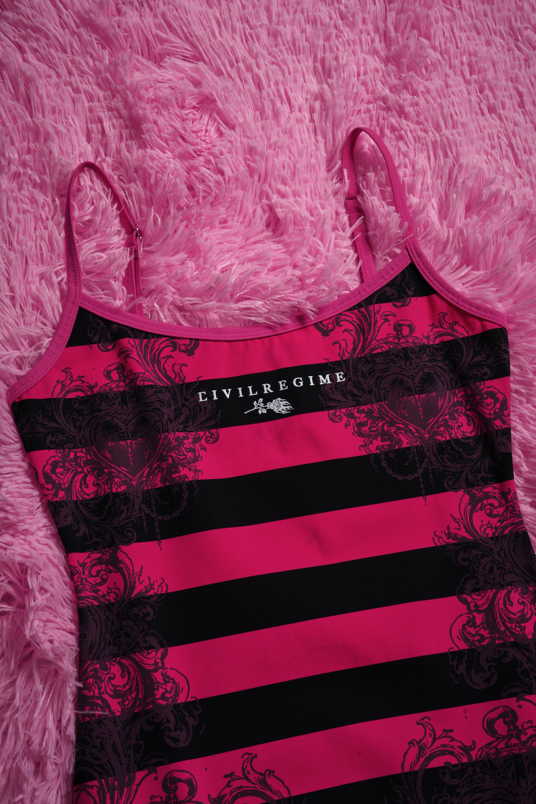 Regime Noire Pookie Cami Bodysuit in Black/Hot Pink
