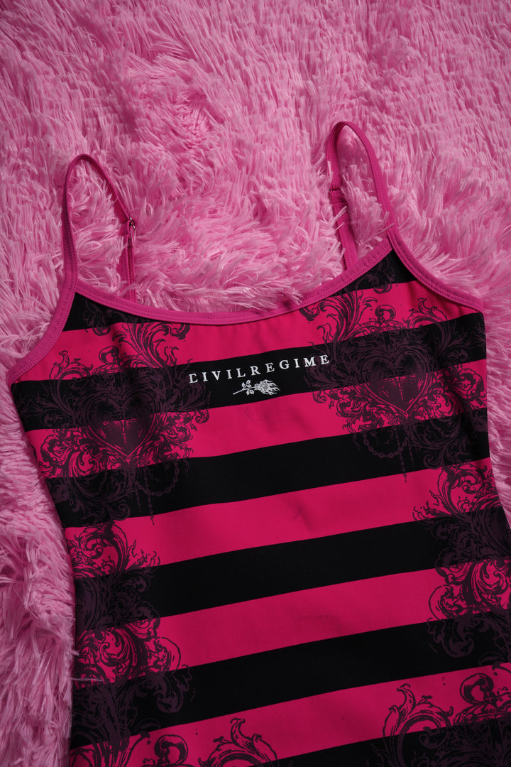Regime Noire Pookie Cami Bodysuit in Black/Hot Pink