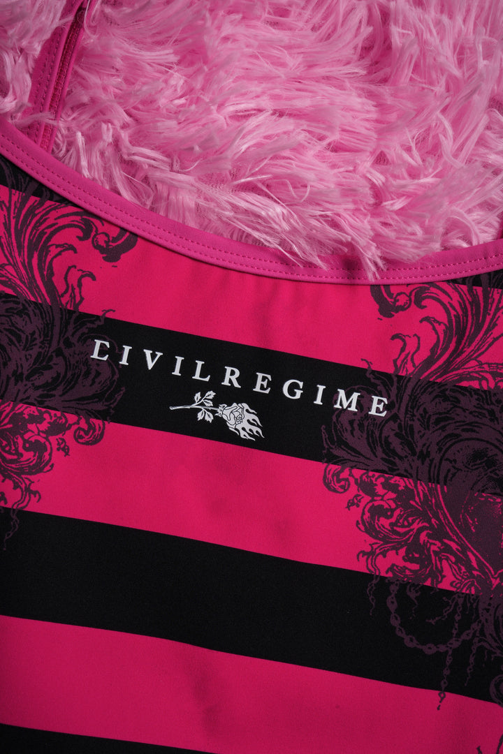 Regime Noire Pookie Cami Bodysuit in Black/Hot Pink