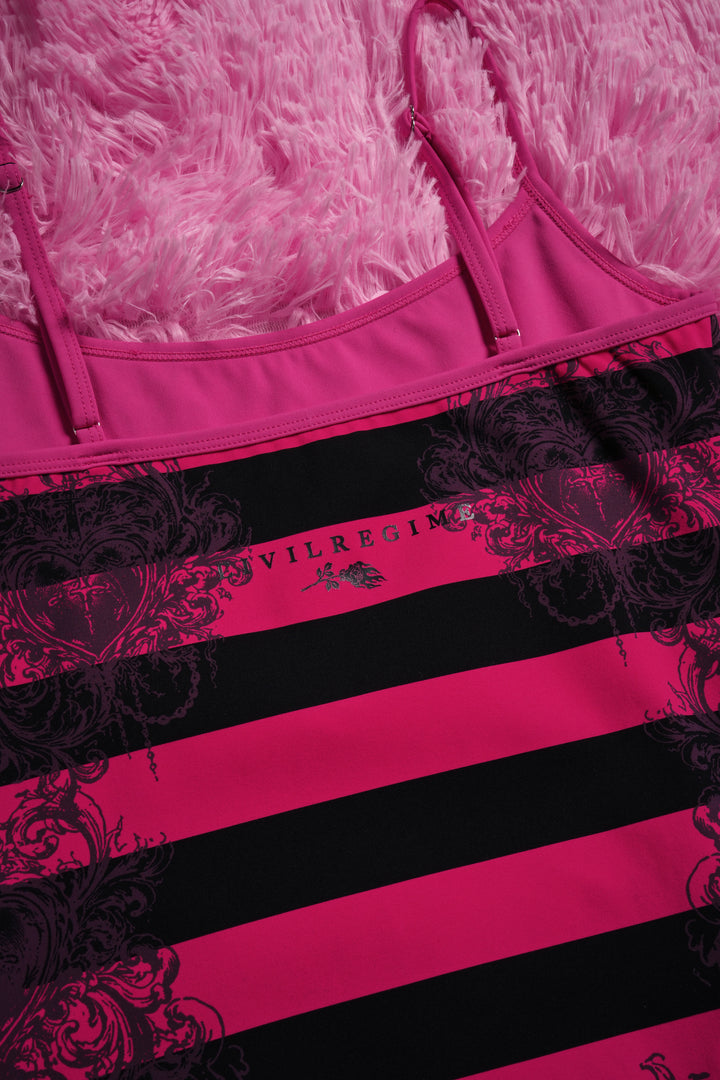 Regime Noire Pookie Cami Bodysuit in Black/Hot Pink