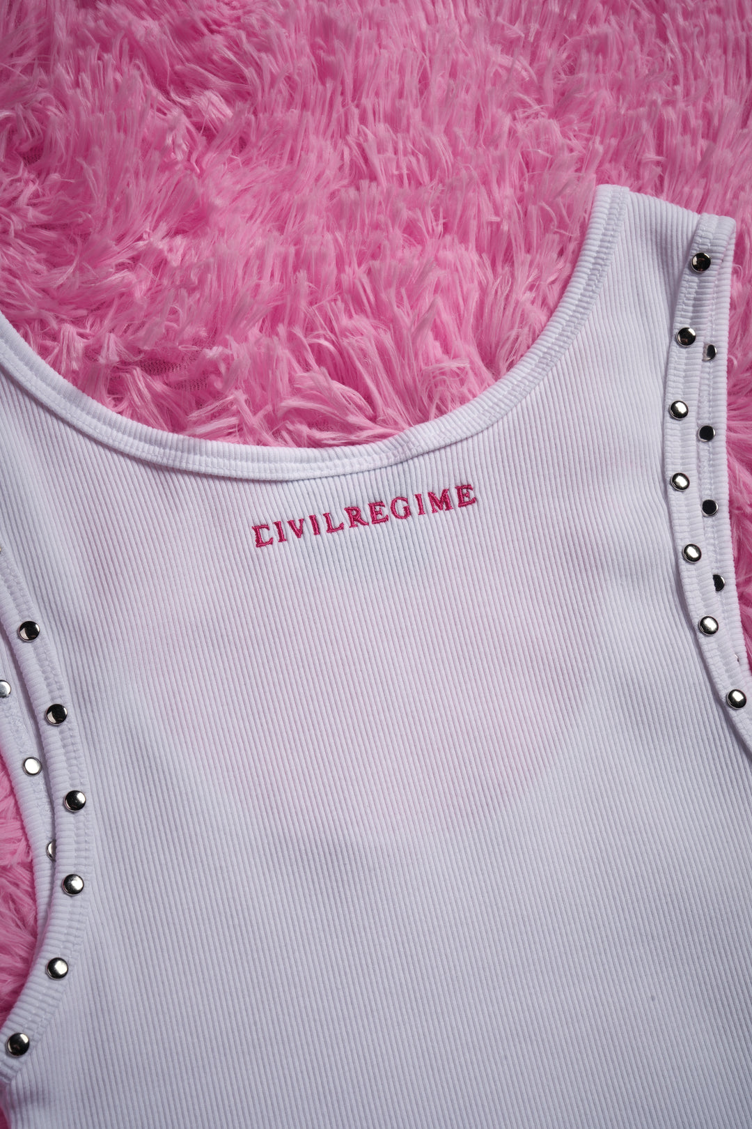 Night Realm Cropped Ribbed Tank in White