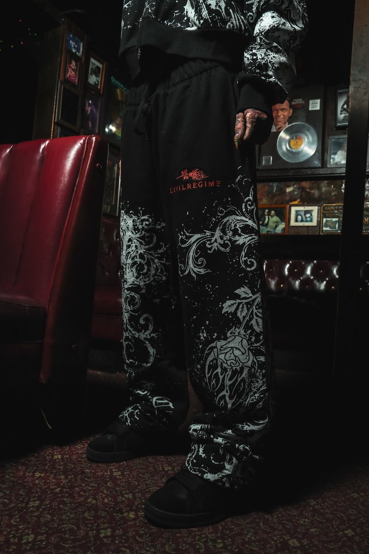 Ancient Ones Eternal Wide Leg Fleece Pants in Black