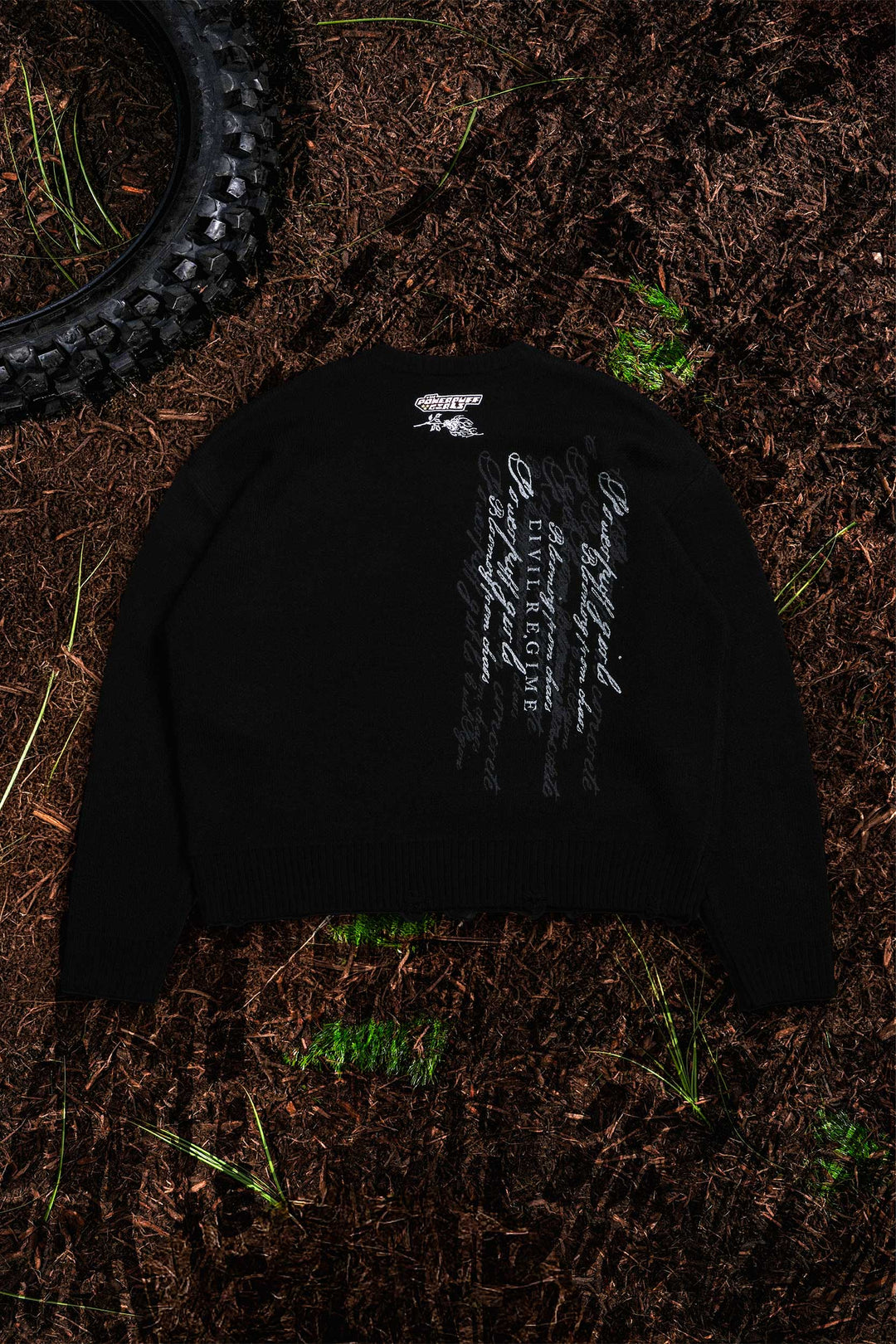 Girl's Trip Cable Distressed Knit Sweater in Black