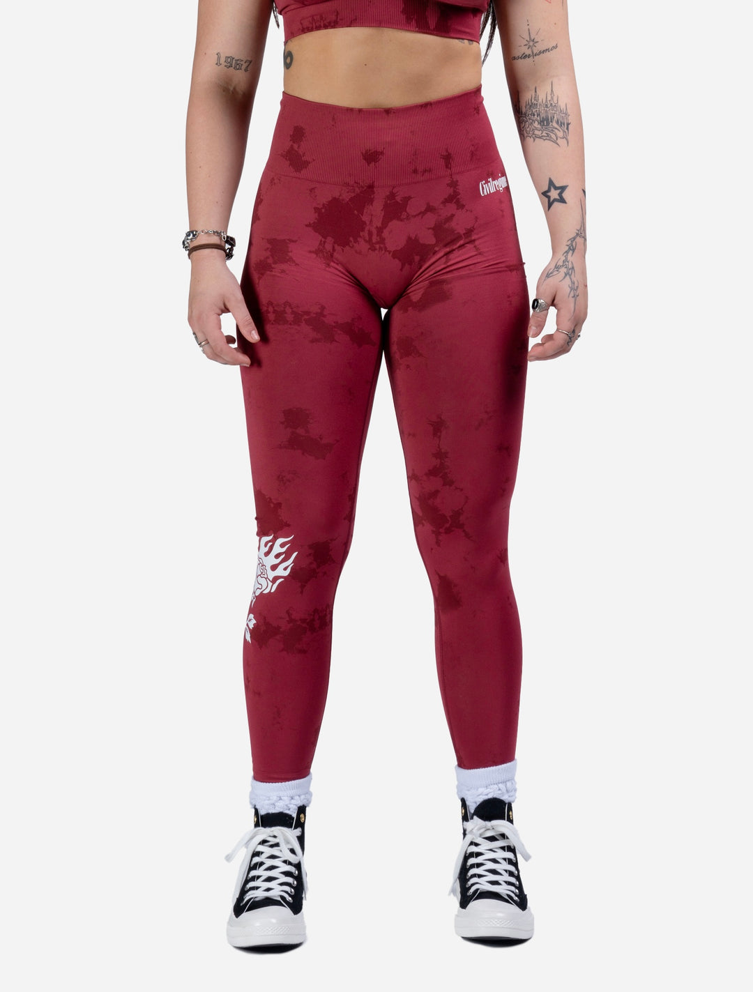 Kelly Seamless Leggings in Reaper Wash/Blush Red