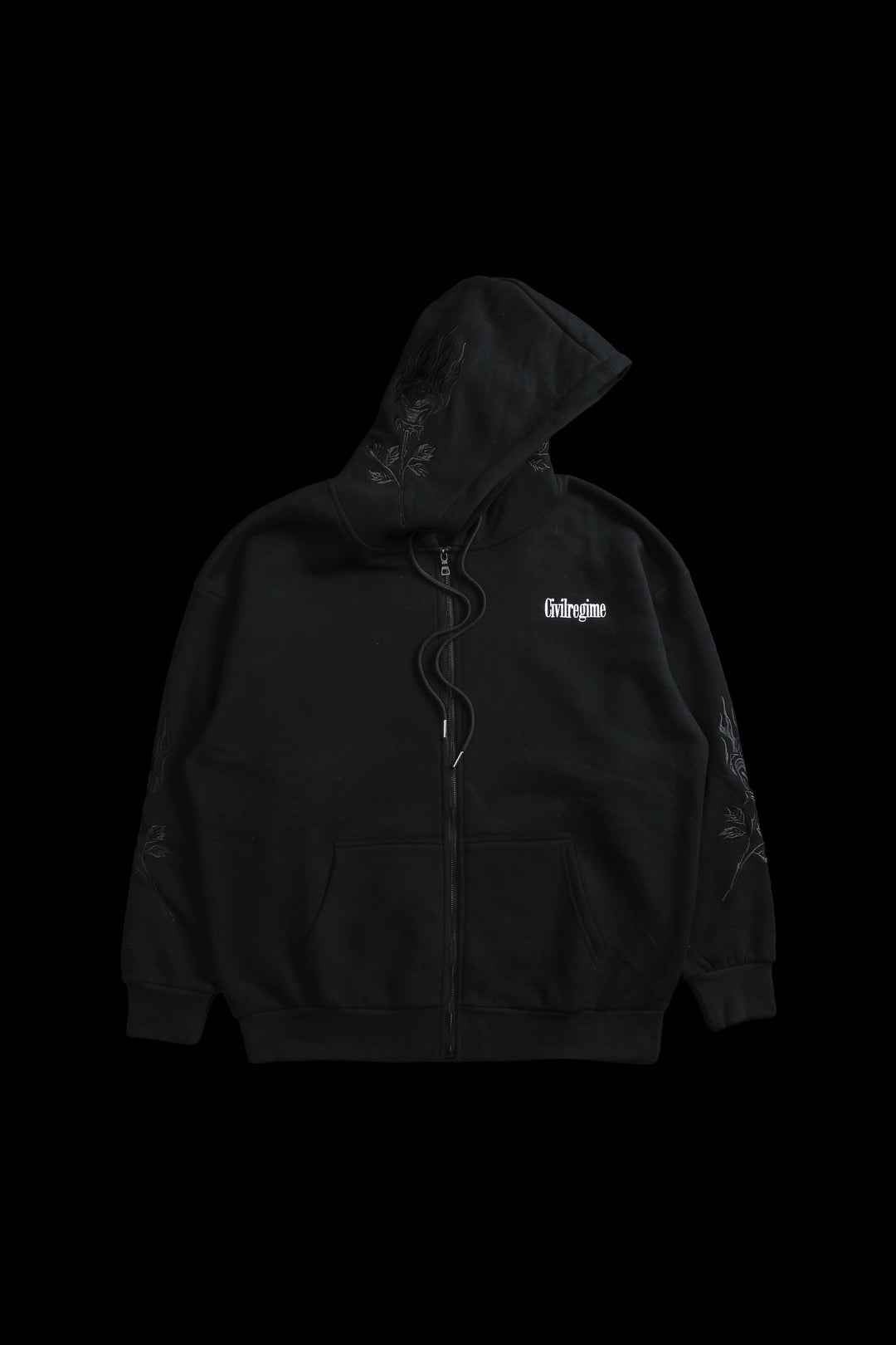 A Forever Rose Classic Zip Up Hoodie in Black