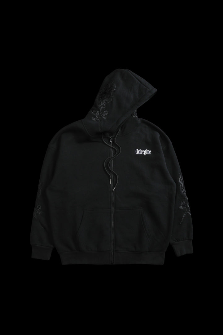 A Forever Rose Classic Zip Up Hoodie in Black