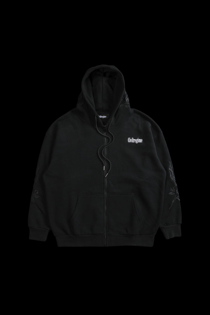 A Forever Rose Classic Zip Up Hoodie in Black