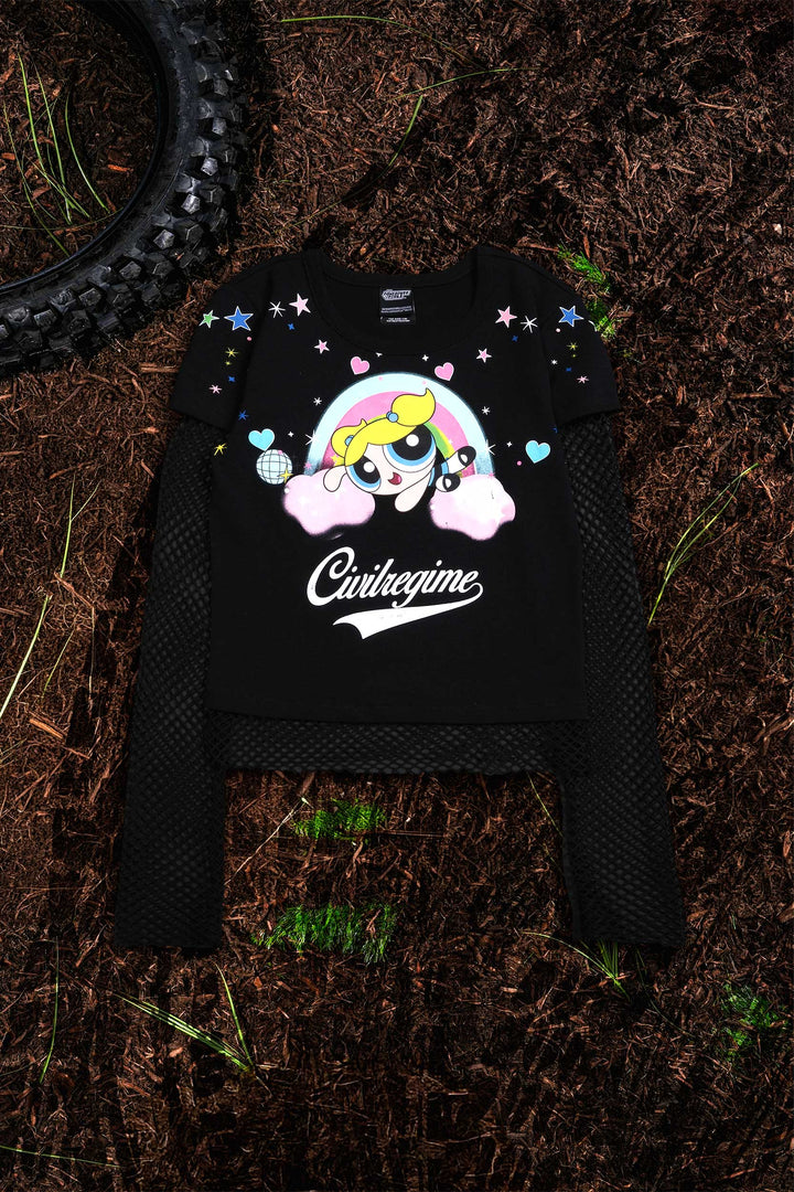 Cry Baby Hellveil Mesh Twofer in Black