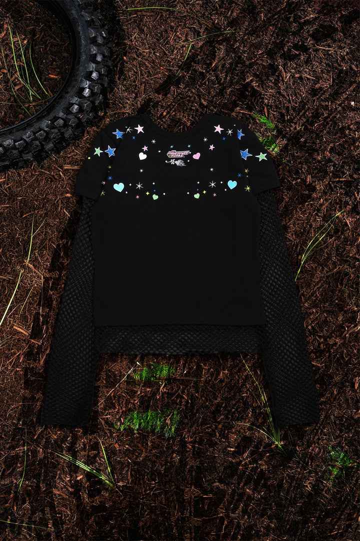 Cry Baby Hellveil Mesh Twofer in Black