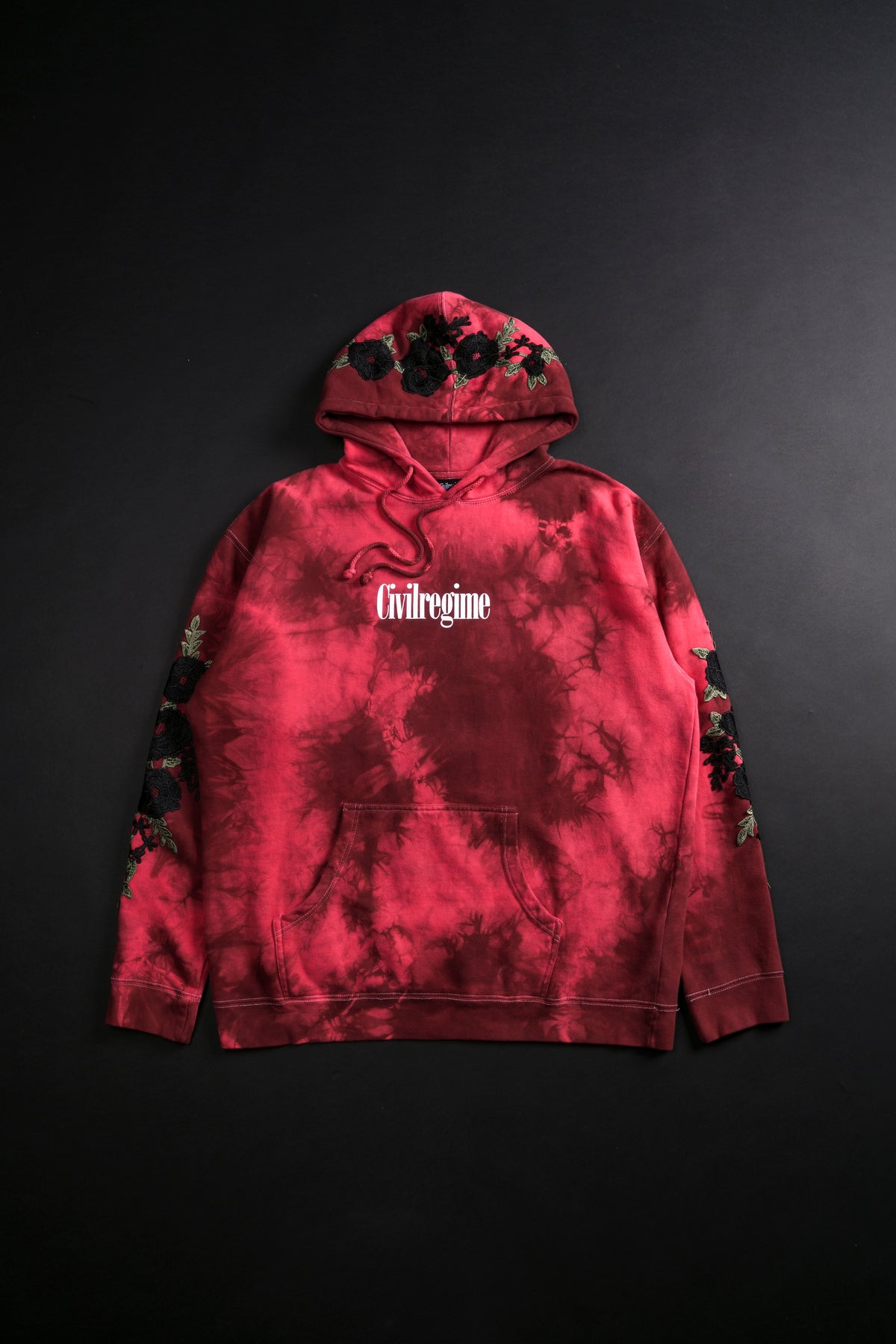 Civil Regime (Black) Roses Hoodie in Bio Exorcist Marble Wash