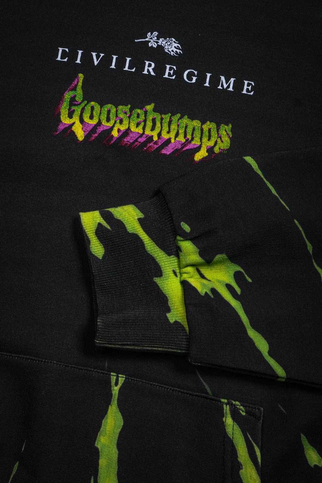 Haunted Indie Rose Hoodie in Green/Black Tie Dye