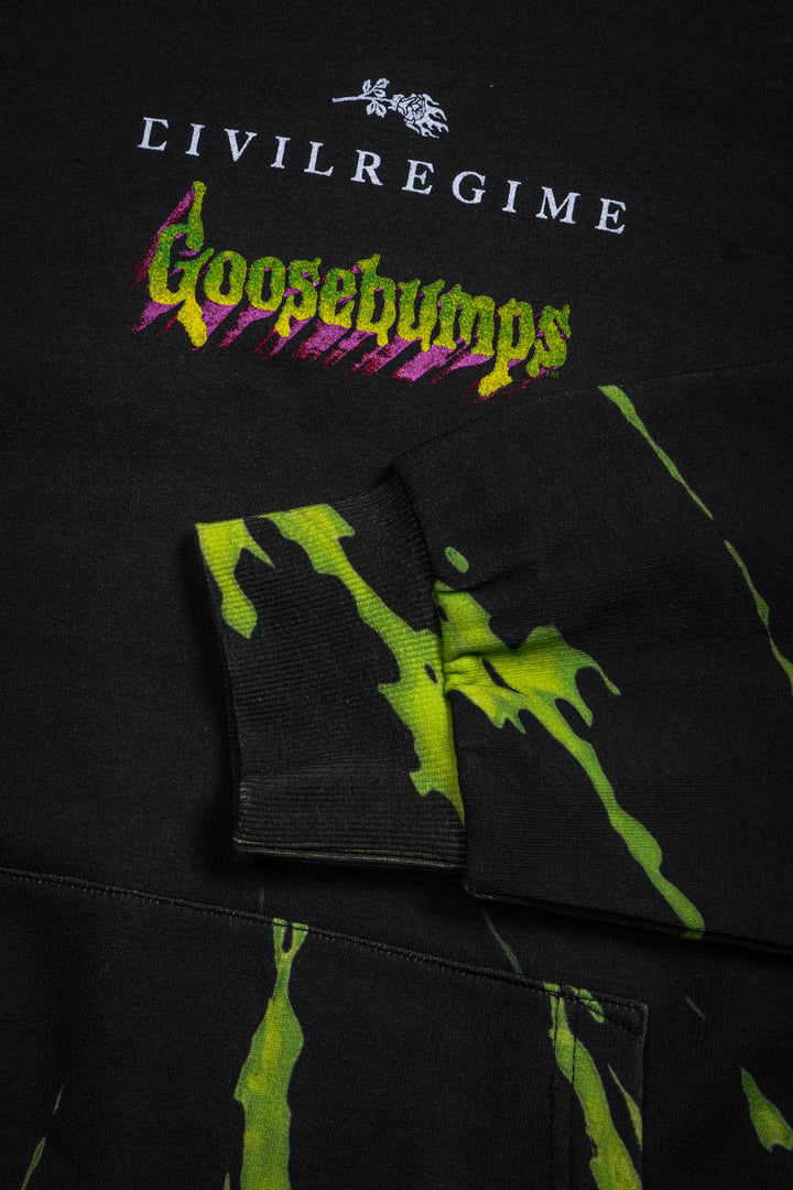 Haunted Indie Rose Hoodie in Green/Black Tie Dye