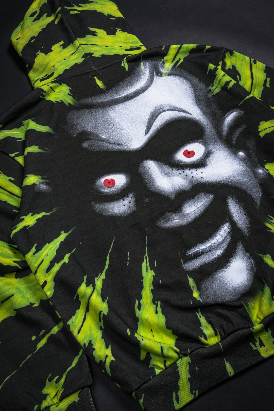 Haunted Indie Rose Hoodie in Green/Black Tie Dye