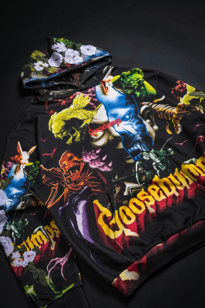 Goosebumps Collage Indie Rose Hoodie in Goosebumps All Over Print