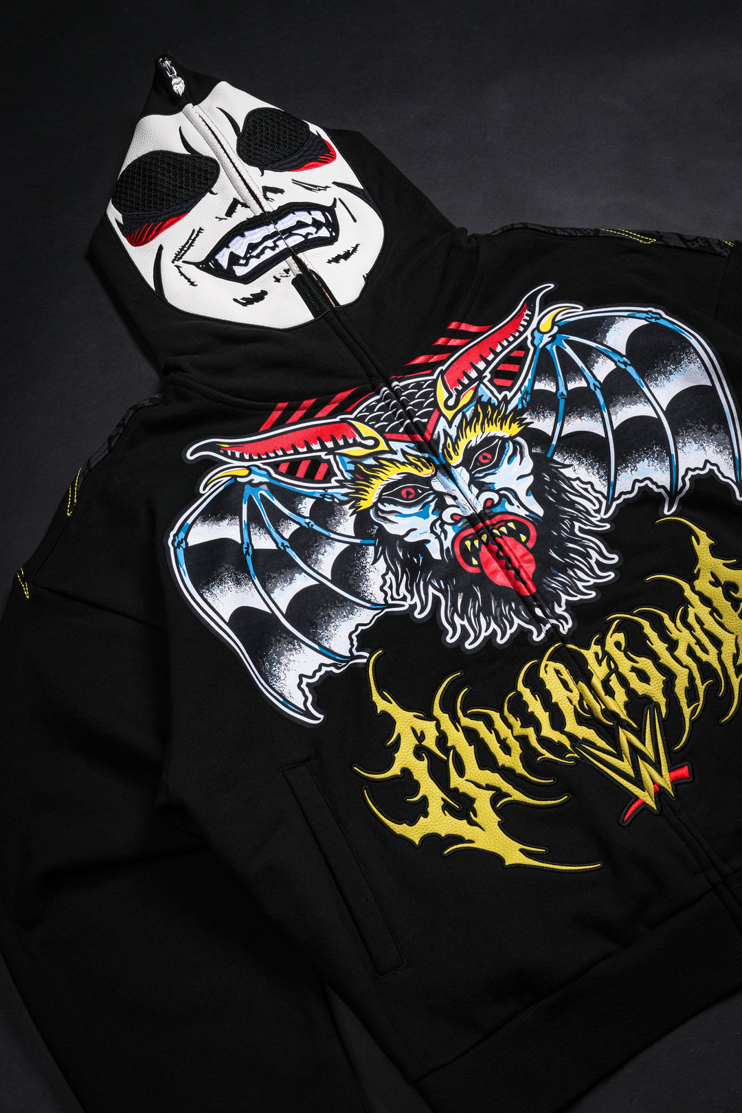 Pure Evil Full Zip Up Hoodie in Black
