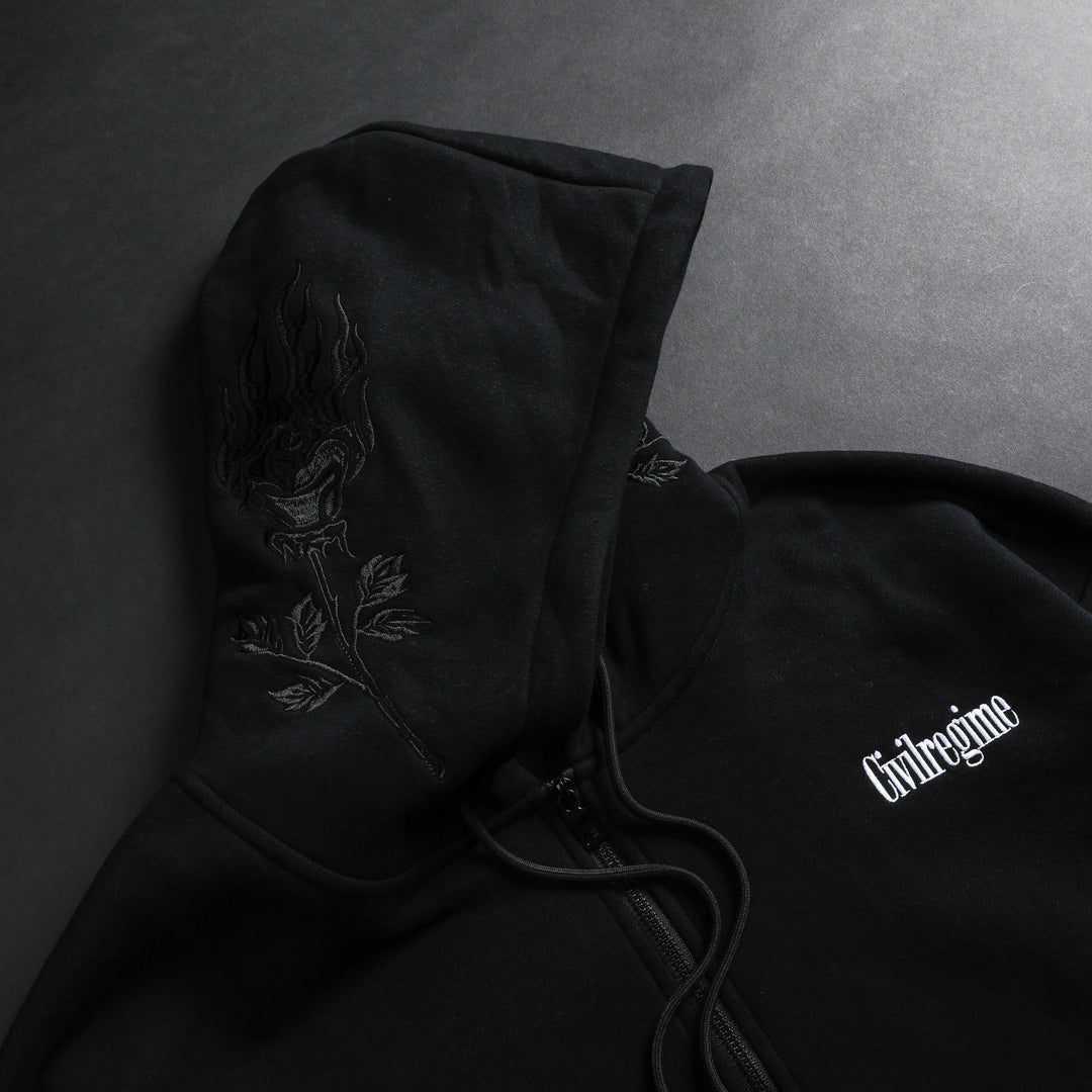 A Forever Rose Classic Zip Up Hoodie in Black