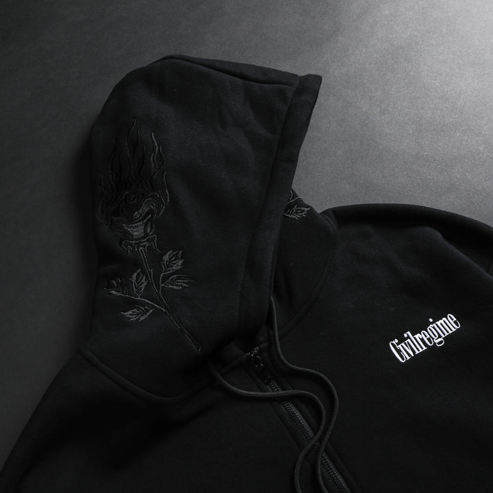 A Forever Rose Classic Zip Up Hoodie in Black