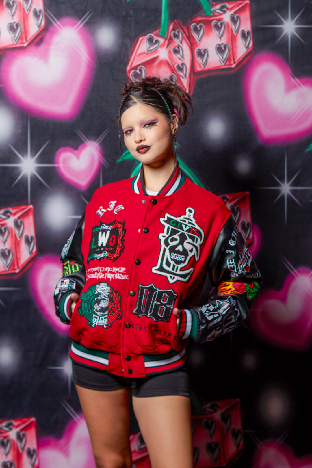 LWO Letterman Jacket in Radiant Red/Black