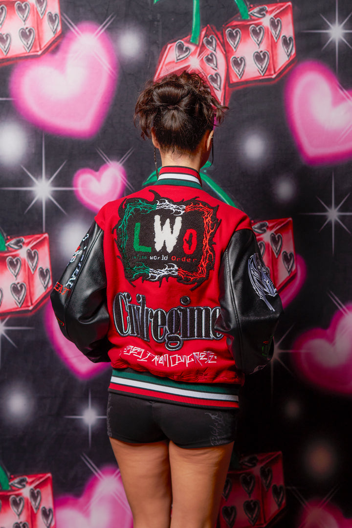 LWO Letterman Jacket in Radiant Red/Black