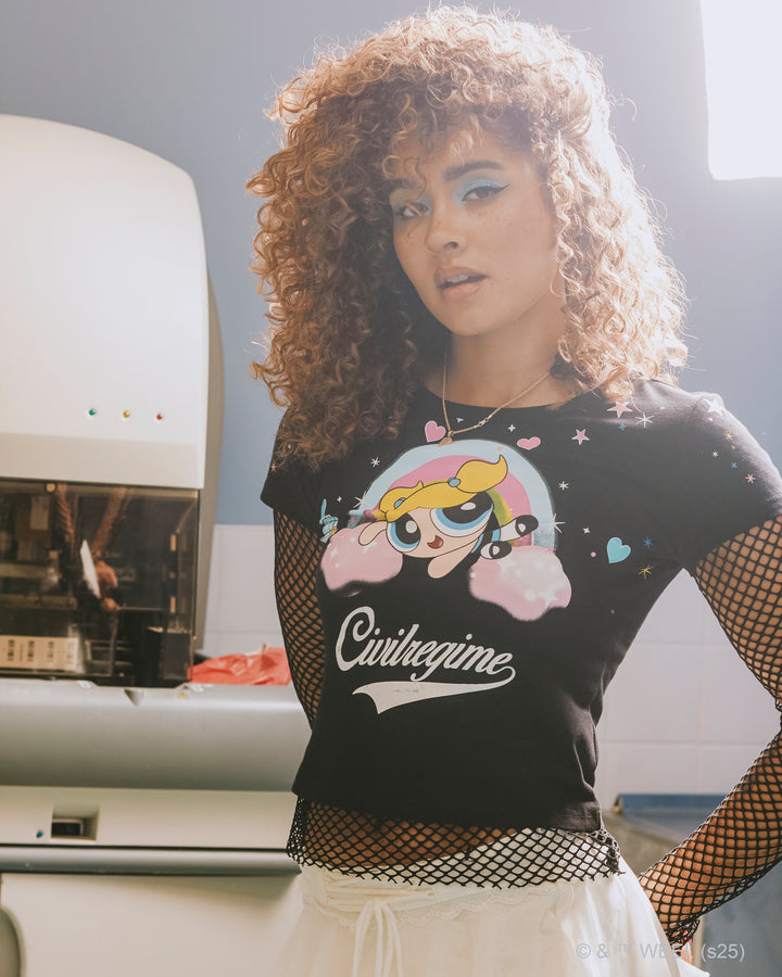 Cry Baby Hellveil Mesh Twofer in Black