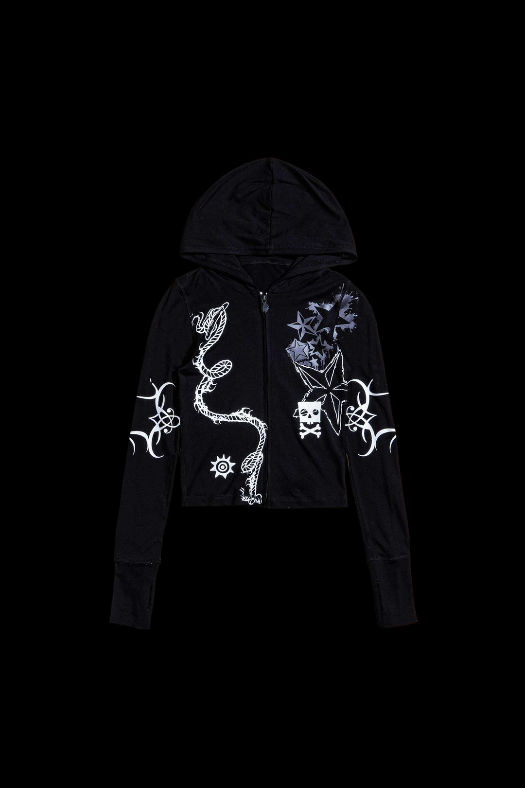 Anchor Love Pookie Zip Up Hoodie in Black