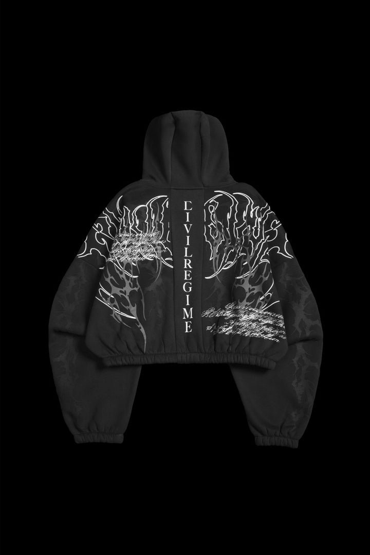 Letter To You Ultra Crop Zip Up Hoodie in Black