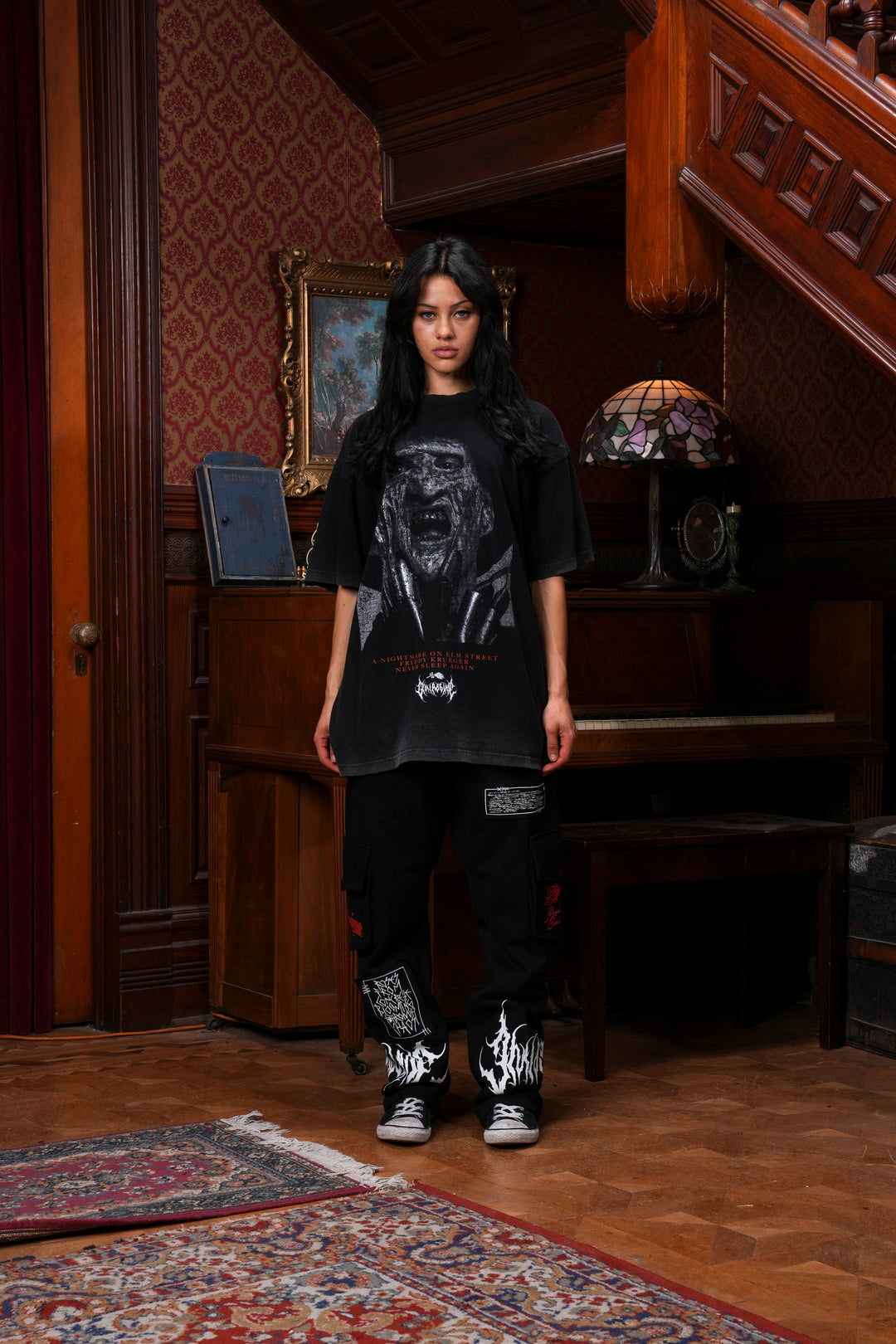 Nightmares American Classic Oversized Tee in Vintage Black