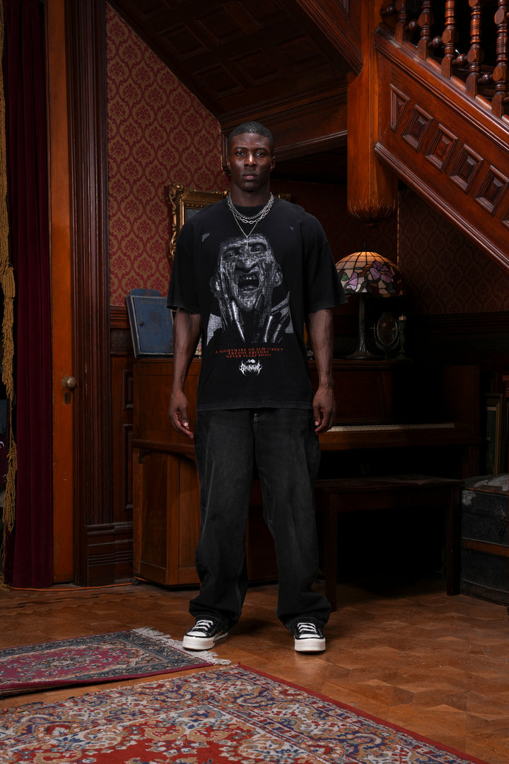 Nightmares American Classic Oversized Tee in Vintage Black