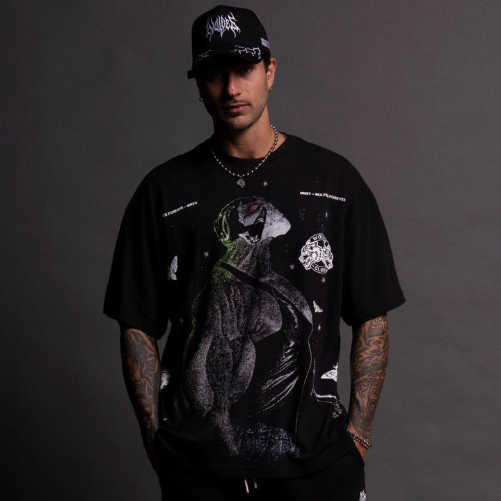 Bane "Side By Side" Oversized Tee in Black