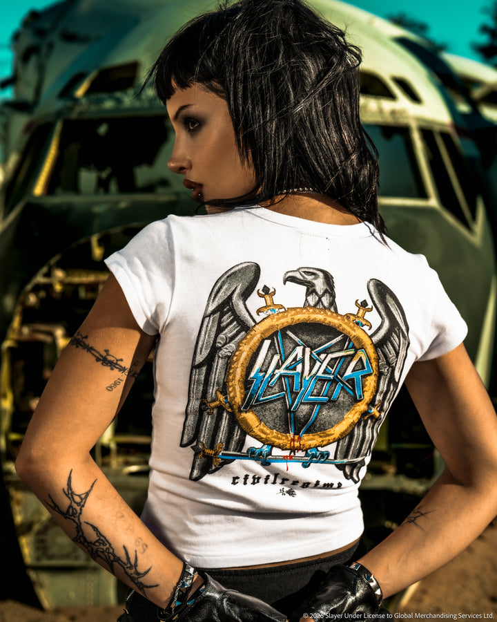 No Mercy Baby Tee in White