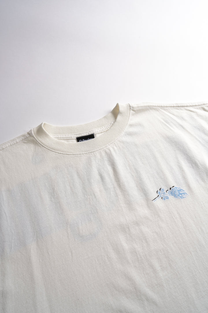 Concrete Blue 199X Raw Hem Cut Off Tee in Butter