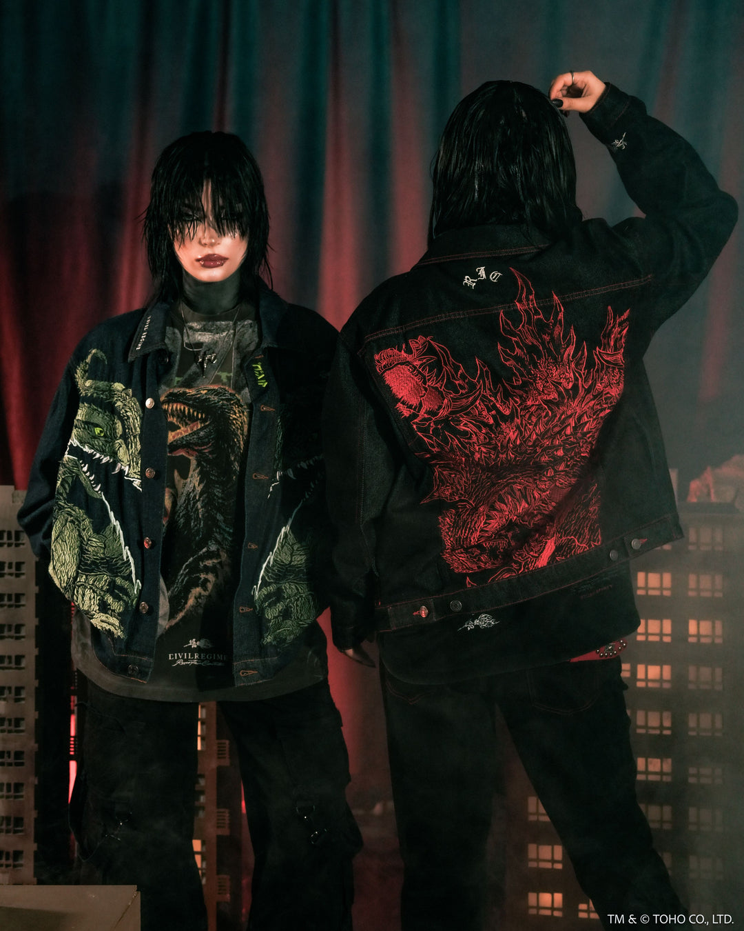 Flames And Agony Raw Denim Jean Jacket in Black