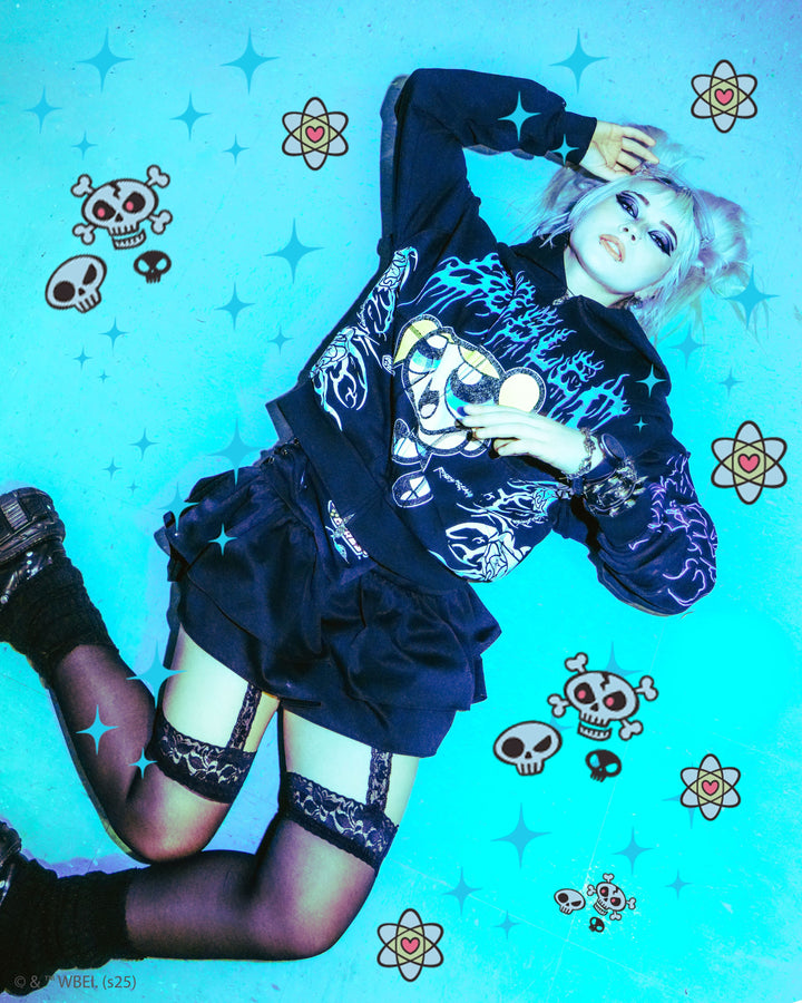 Bubbles Civil Zip Up Hoodie in Black