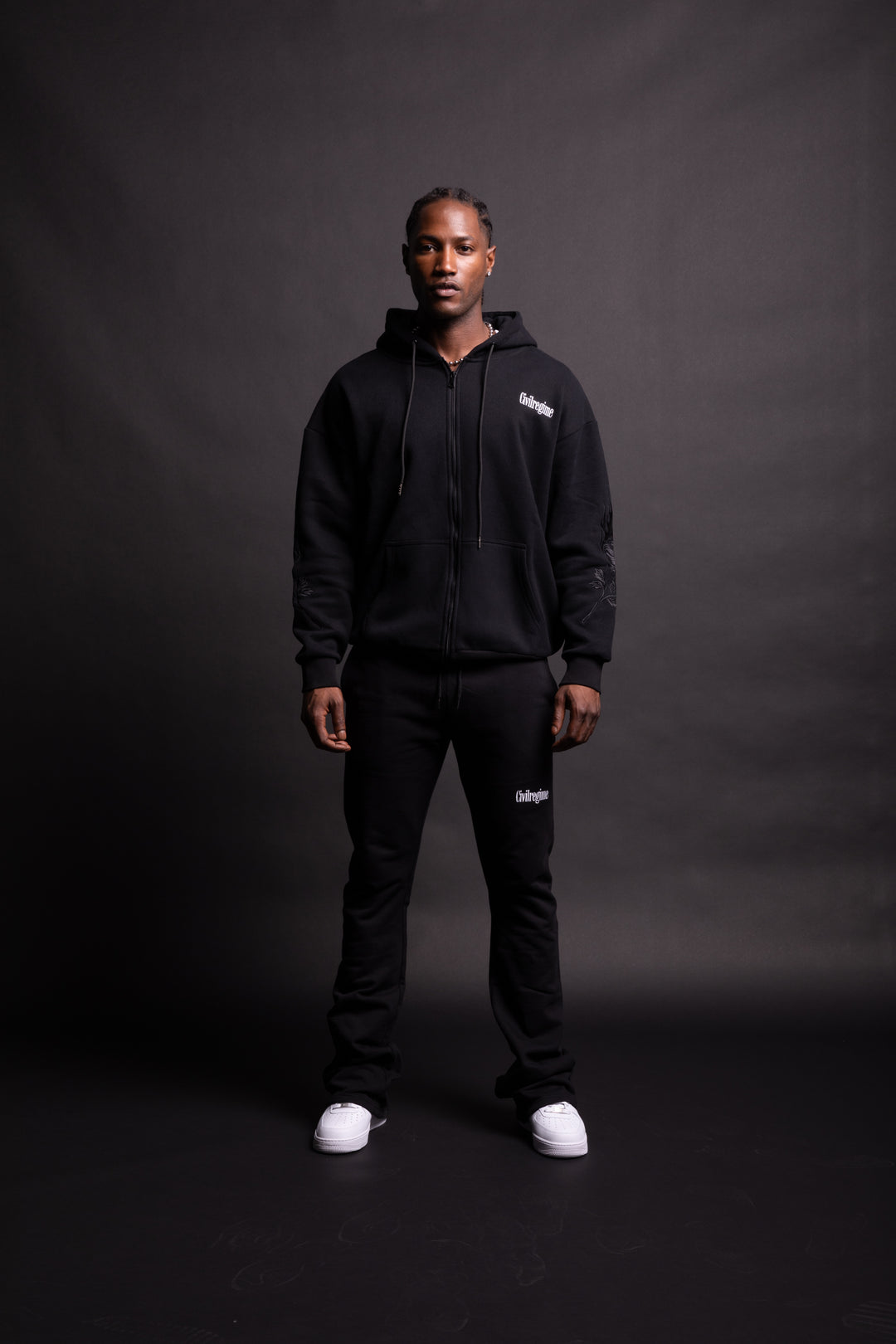 A Forever Rose Classic Zip Up Hoodie in Black