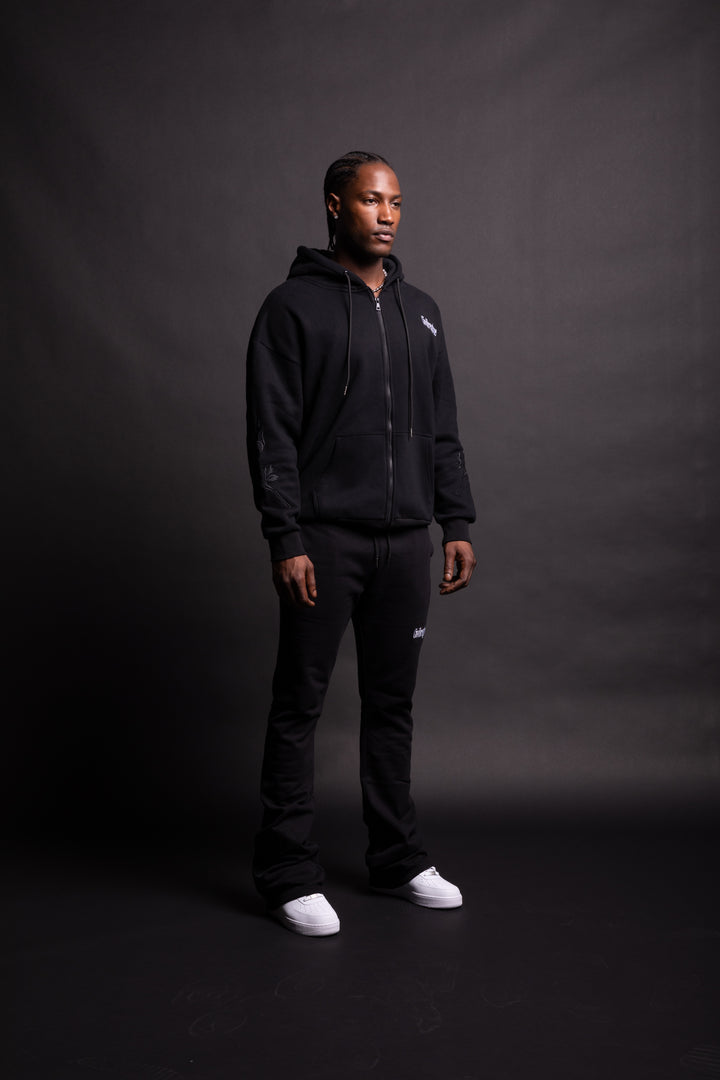 A Forever Rose Classic Zip Up Hoodie in Black