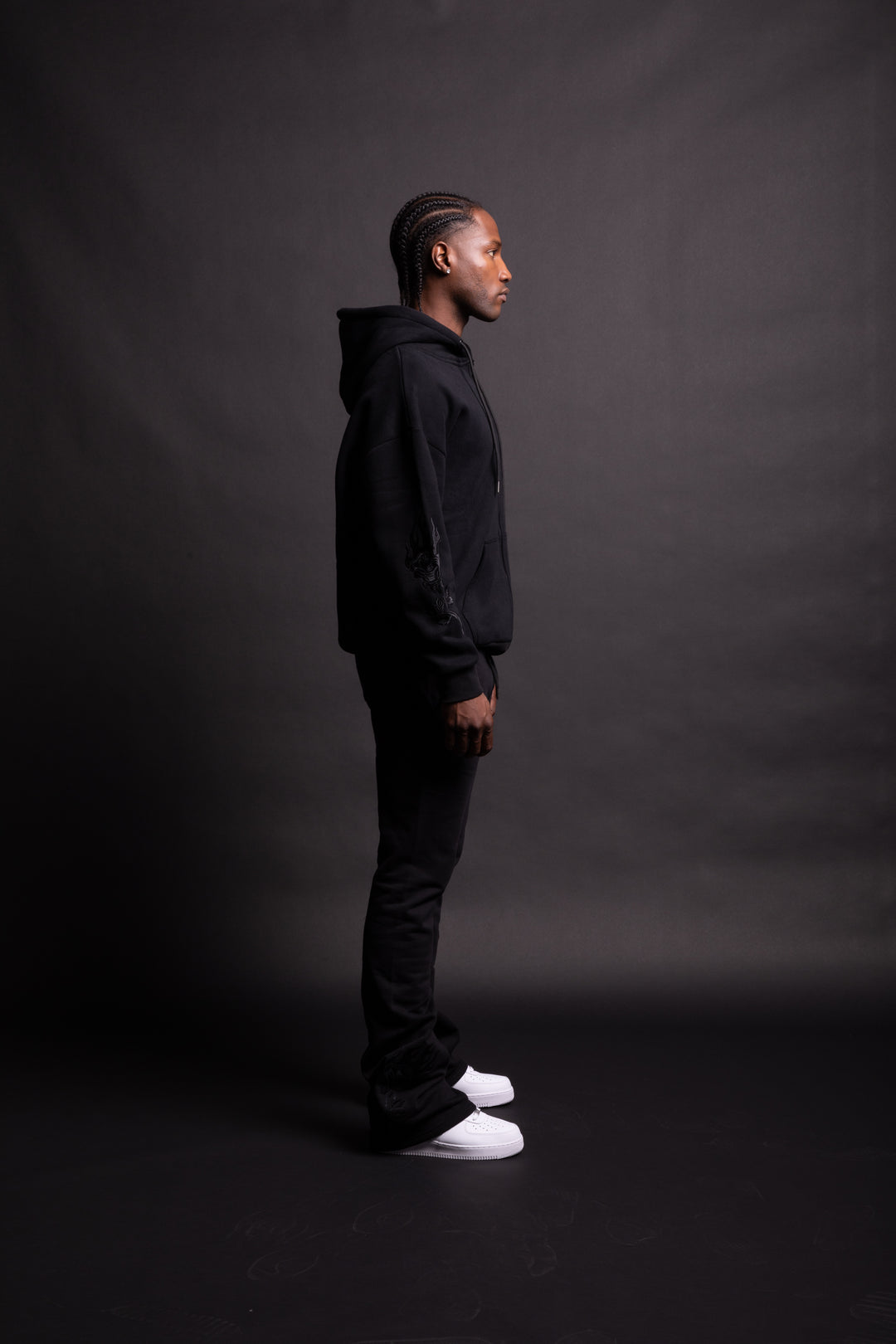A Forever Rose Classic Zip Up Hoodie in Black