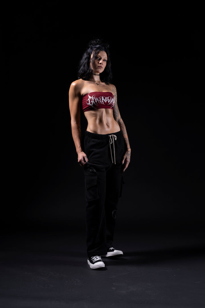 Civil Metal Core Bandeau Top in Dark Red