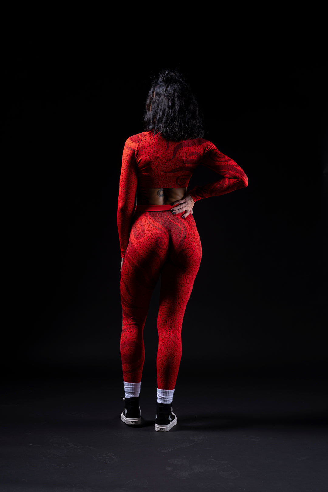 Kelly Seamless Scrunch Leggings in Red Chaos Print