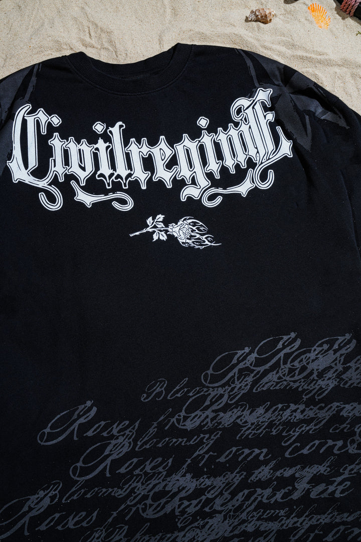 Barnacle Burnouts American Classic Oversized Tee in Black