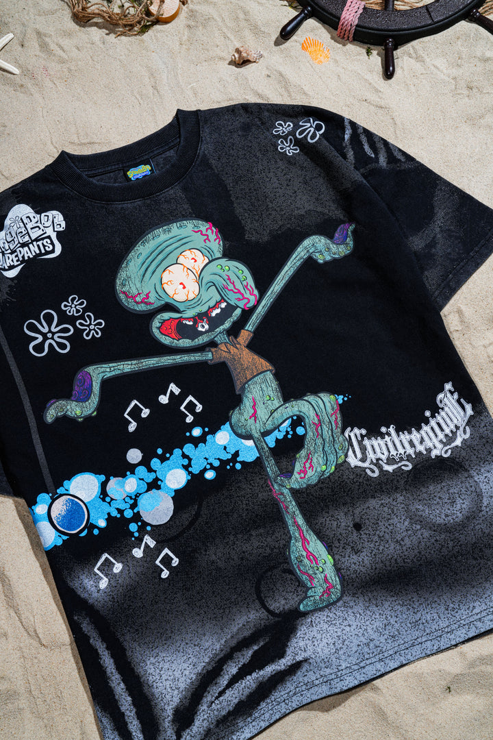 Dystopic Bottom "Side By Side" 199X Oversized Tee in Vintage Black