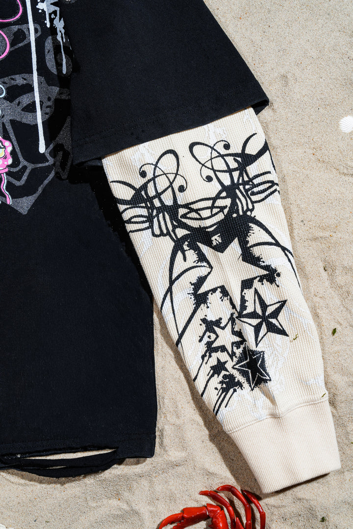 Beneath The Surface Distressed Twofer in Vintage Black/Butter