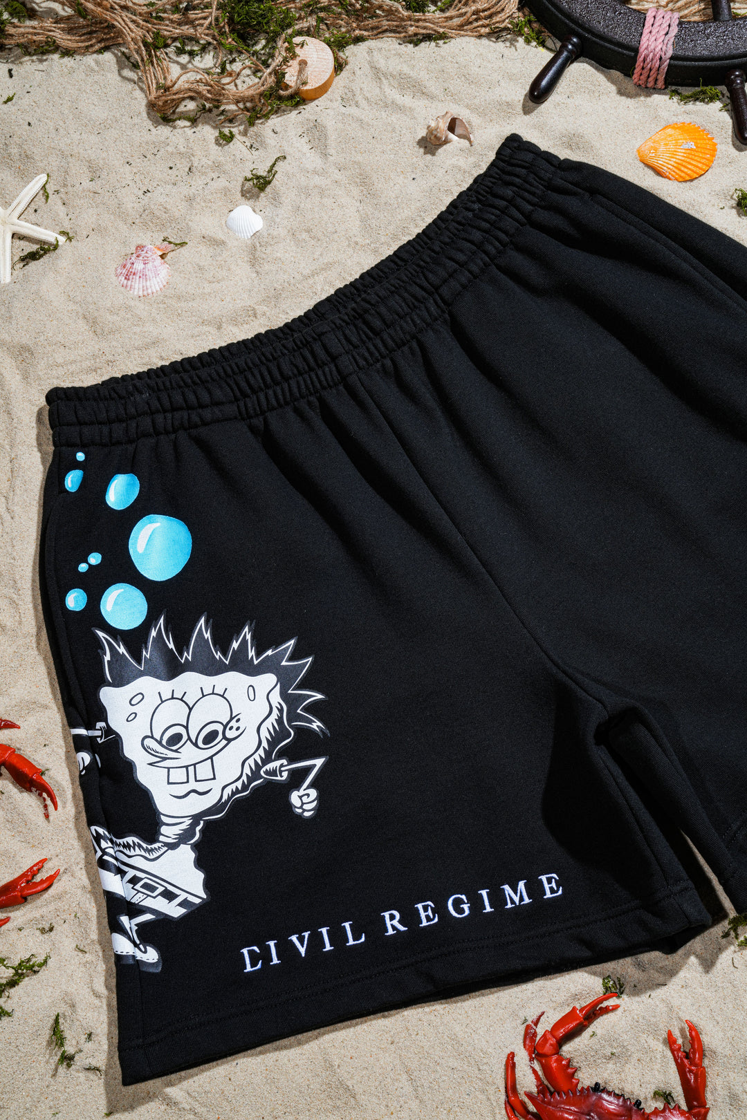 Grimebob Shortpants Baggy Shorts in Black