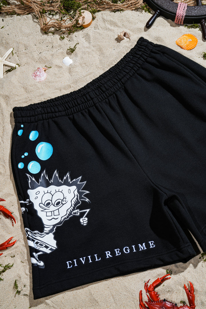 Grimebob Shortpants Baggy Shorts in Black