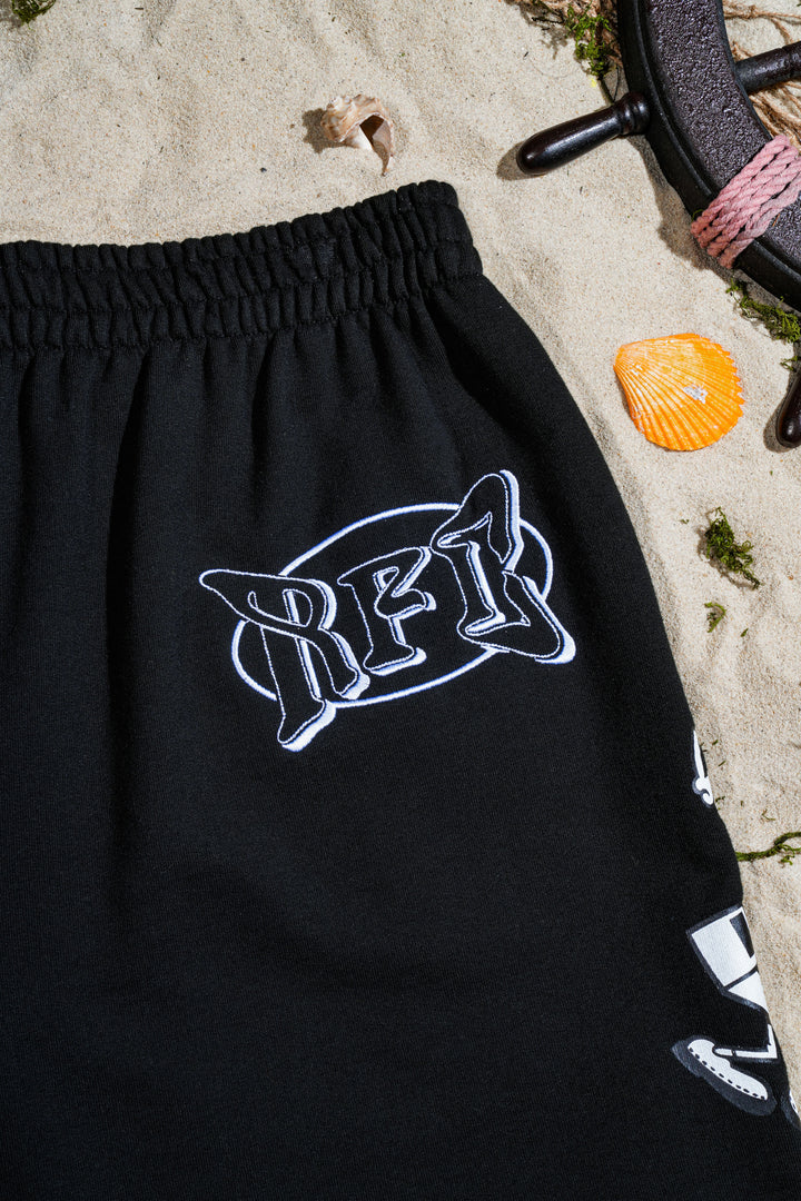 Grimebob Shortpants Baggy Shorts in Black